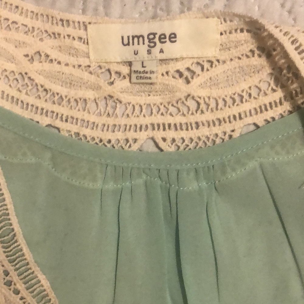 Umgee Mint Crochet Sleeveless Blouse - Picture 4 of 6